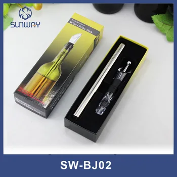 

200set/lot # 3 in 1 Stainless Steel Wine Bottle Cooler Chill Chilling Cooling Stick with an Aerator and Pourer Spout Freezer
