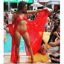 Ванный комплект, женская обувь Для женщин Летнее пляжное платье Бикини Cover Up Плавание одежда саронг сексуальная Обёрточная бумага Высокая Талия Плавание