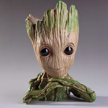 

Hot Flower Pot Baby Groot Flowerpot Cute Toy Pen Pot Holder PVC Hero Model Baby Tree Man Garden Plant Pot Groot