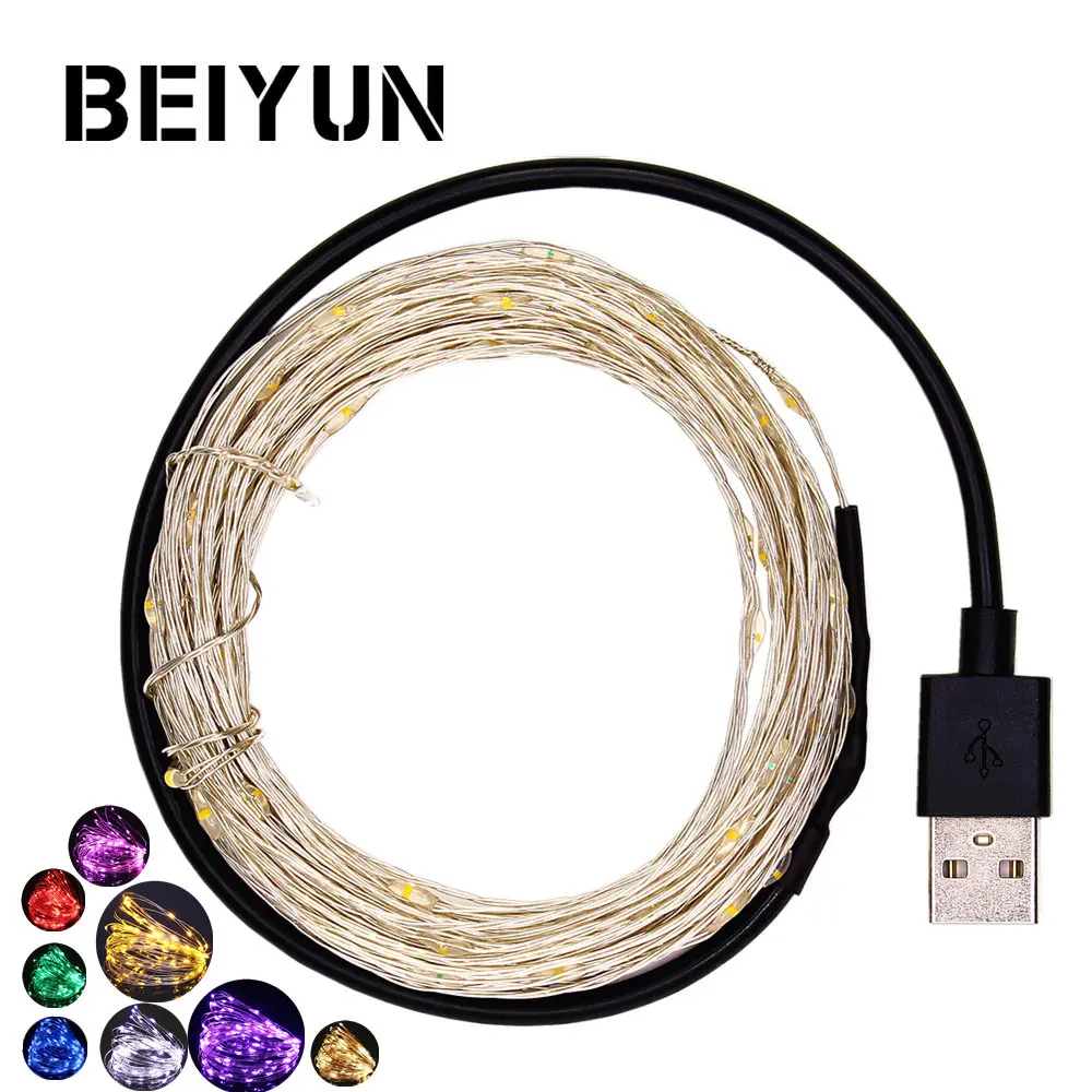 

Waterproof USB LED String Lights Fairy DC 5V Silver Wire neon lights For Garland Home Christmas Wedding Party Decoration 20m 5m