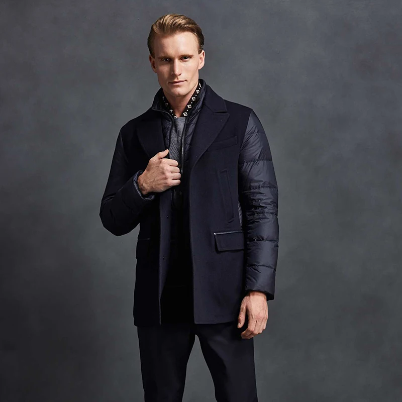 

2019 High Quality Down Jacket Men 90% White Duck Down Autumn Down Coat Winter Men Jacket Puffer Jacket Duck Down Parka Dark Blue