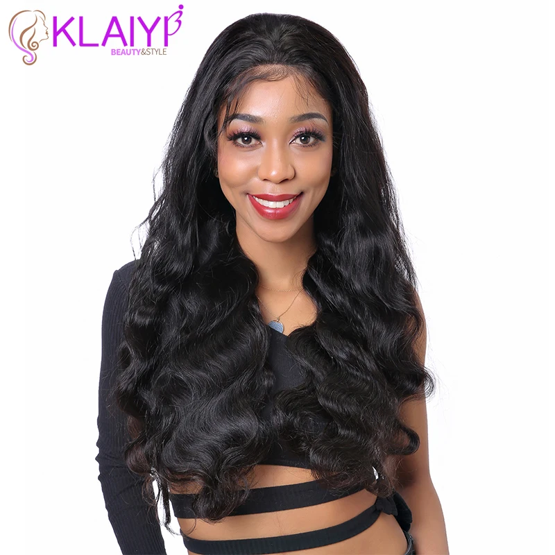 

Klaiyi Hair Human Hair Wigs Pre Plucked Body Wave For Black Women 10-26 inch Wigs 150% 180% Density Remy Hair Natural&613 Color