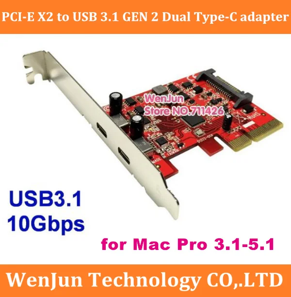 Super Geschwindigkeit neue PCI express Karte PCI-E 2x zu USB 3.1 Gen2 10 Gbps Typ-C adapter für MAC