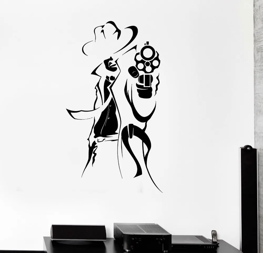 Cool and Fashion Wall Decal Gangster Mafia Man Gun Coolest Room Art