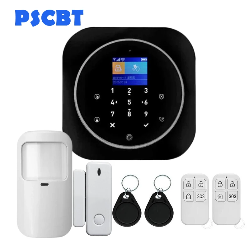 PS11 Wireless Home GSM Security Alarm System DIY Kit APP Control With Auto Dial Touch Keyboard Panel Burglar Alarm System - Color: Kit 1