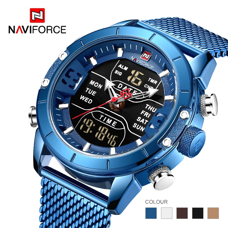 Naviforce 2019 новые спортивные цифровые военные мужские часы Топ люксовый бренд