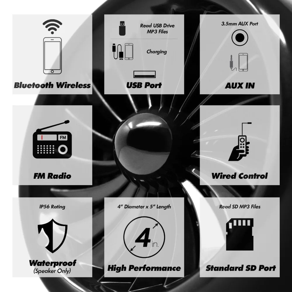 Aileap 1000 Вт усилитель Bluetooth для мотоцикла стерео 4 динамика MP3 аудио FM Радио система для мотоциклов/ATV/UTV/лодки(черный