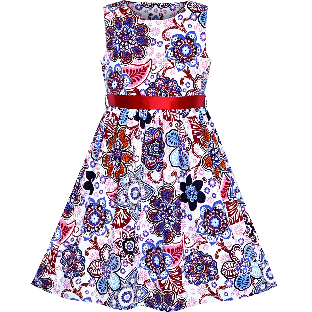 Sunny Fashion платья для девочек новогодние костюмы Хлопок Повседневная Цветок Лето