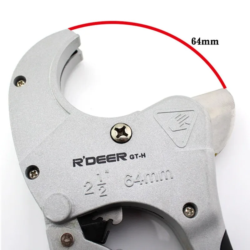 RDEER пластмассовый труборез корпус из алюминиевого сплава стальные лезвия ножницы резки 64 мм с храповым механизмом легко для ПВХ PU PP-P PE