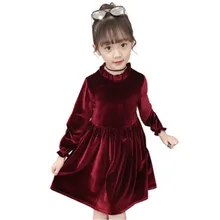 Детские зимние платья для девочек; коллекция года; Осенняя школьная детская одежда; бархатные вечерние платья для девочек-подростков 3-12 лет; AA3276