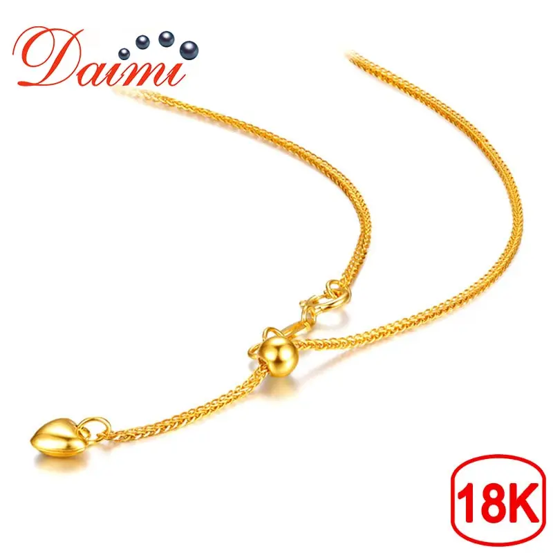 DAIMI 18K Love Подвеска белая/желтая/Розовая золотая цепочка 1 83 г 65 см ожерелье из