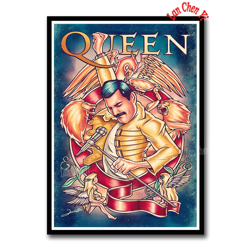 Queen Rock band бумажные плакаты с покрытием, домашний Декор, живопись, настенные Стикеры, бумажные плакаты 42*30 см - Цвет: Темный хаки