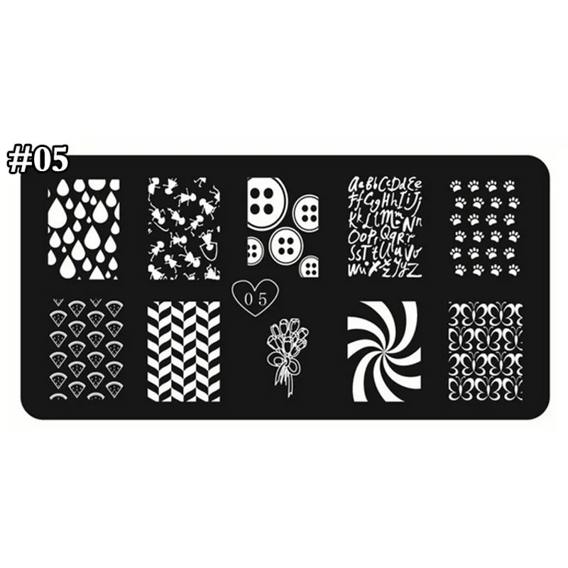 

1PC Nail Stamping Plates Teardrop English Letter Butterfly Style Nail Template Plate Rectangle Stencil Stamp for Stamp Nail TX05