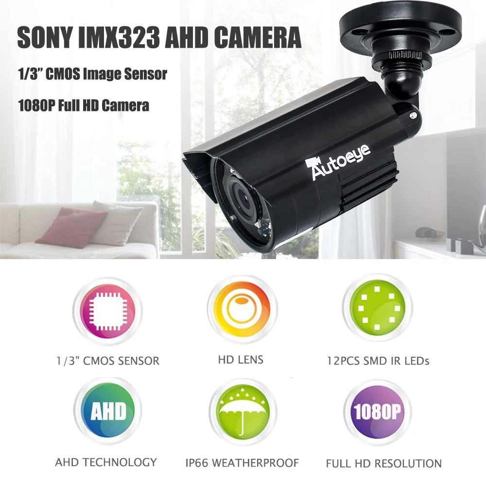 AHD камера 1080P sony IMX323 2MP камера видеонаблюдения 20 м ИК ночного видения CCTV камера наружная Водонепроницаемая камера безопасности