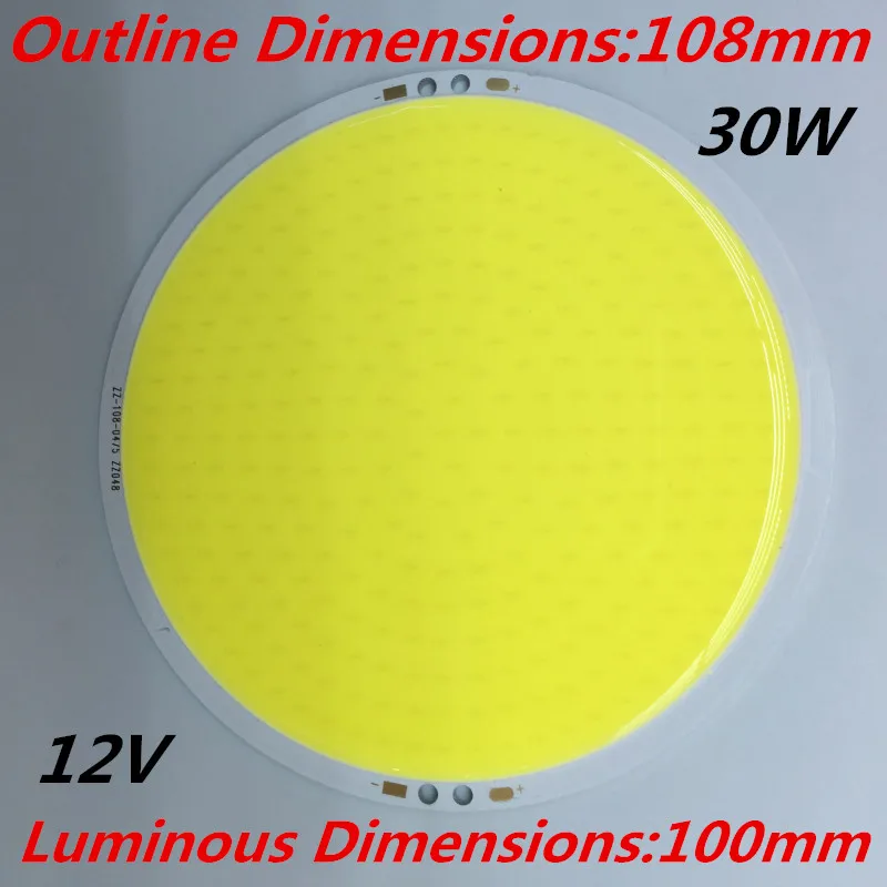

Ultra Bright Round COB Diameter 108mm DC12v 30W White for Lamp Bead Chip DIY home lighting Ultra Bright 12v COB light High ligh
