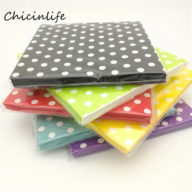 

Chicinlife 20pcs/lot Polka Dot Paper Napkin Wedding Table Napkin Wedding Bridal Shower Birthday Party Supplies