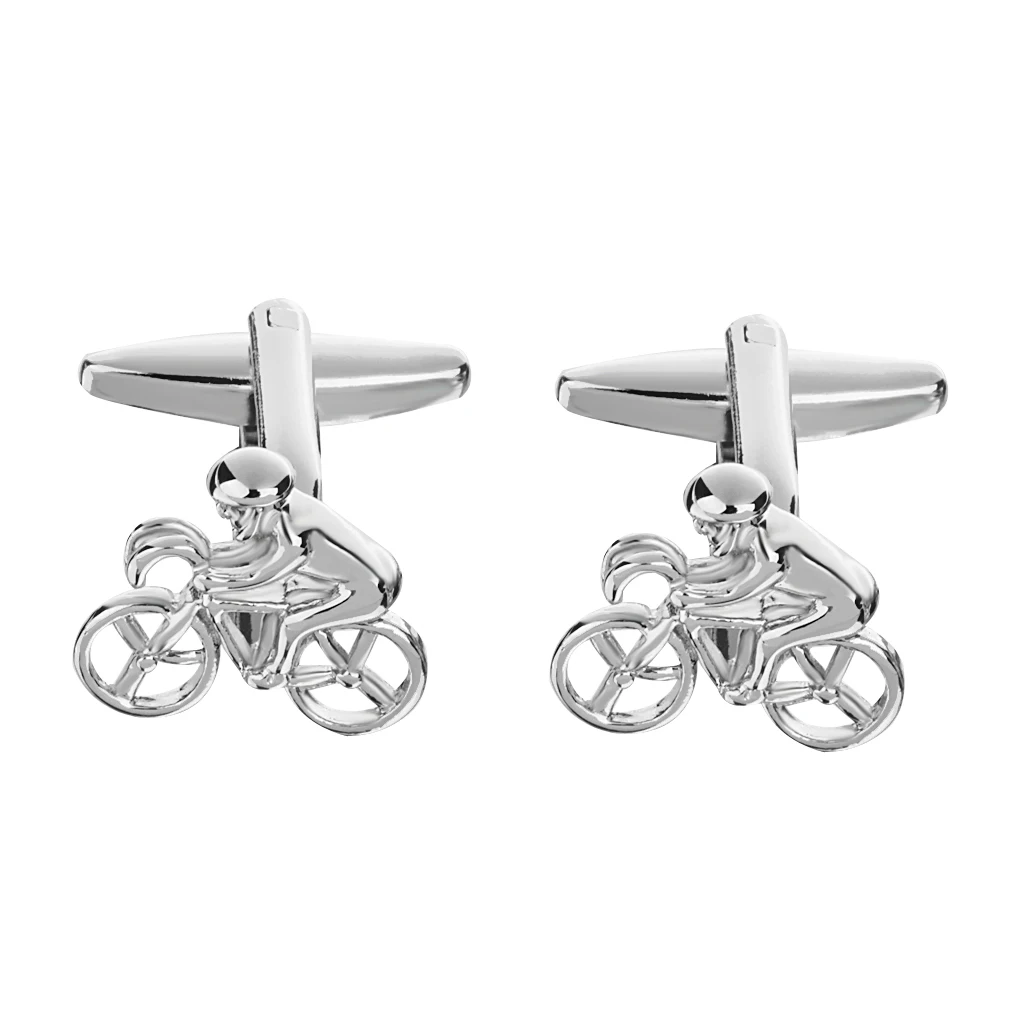 Phenovo Unique Cyclist on Bike Racing Cuff Link Mens Shirt Cufflink Fashion Jewelry for work banquet wedding club party