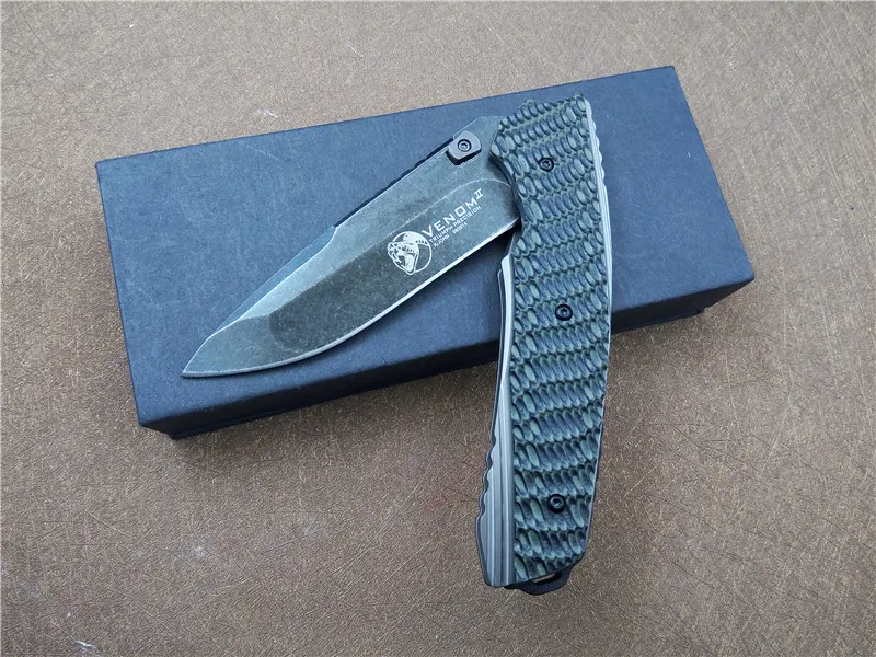 Folding knife VenomII 9cr18 blade G10+steel handle utility knife hunting outdoor camping survival portable EDC knives