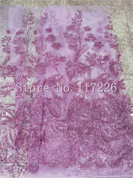 

Nice flowers design glitter french net lace fabric glued glitter african Tulle lace JRB-3275 for women party dress