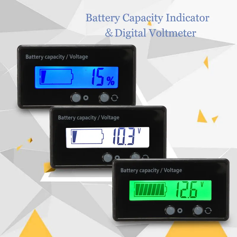 Voltmeter Digital Battery Tester 12V 24V 36V 48V Voltage Meter LCD Acid