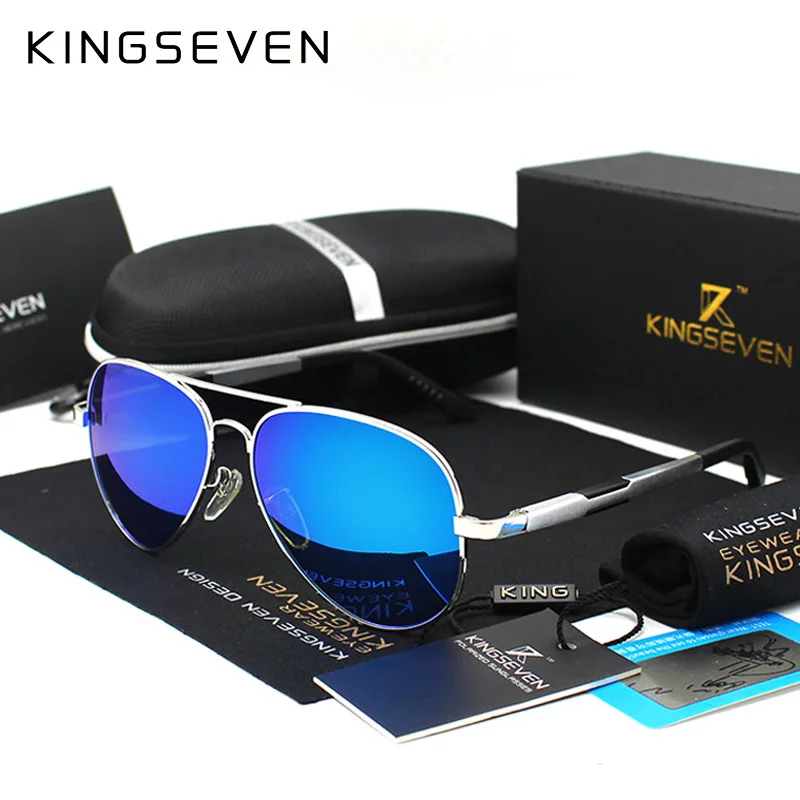 Kingseven, алюминий, магний, золото, Модные поляризованные линзы, солнцезащитные очки для мужчин/женщин, для вождения, зеркальные солнцезащитные очки, очки для мужчин 7170