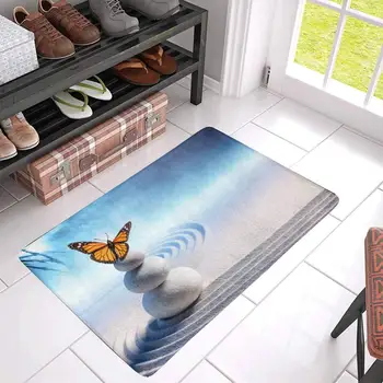 

Butterfly on Massage Stones in Zen Garden Indoor Entrance Rug Floor Mats Shoe Scraper Doormat 30 X 18 Inches
