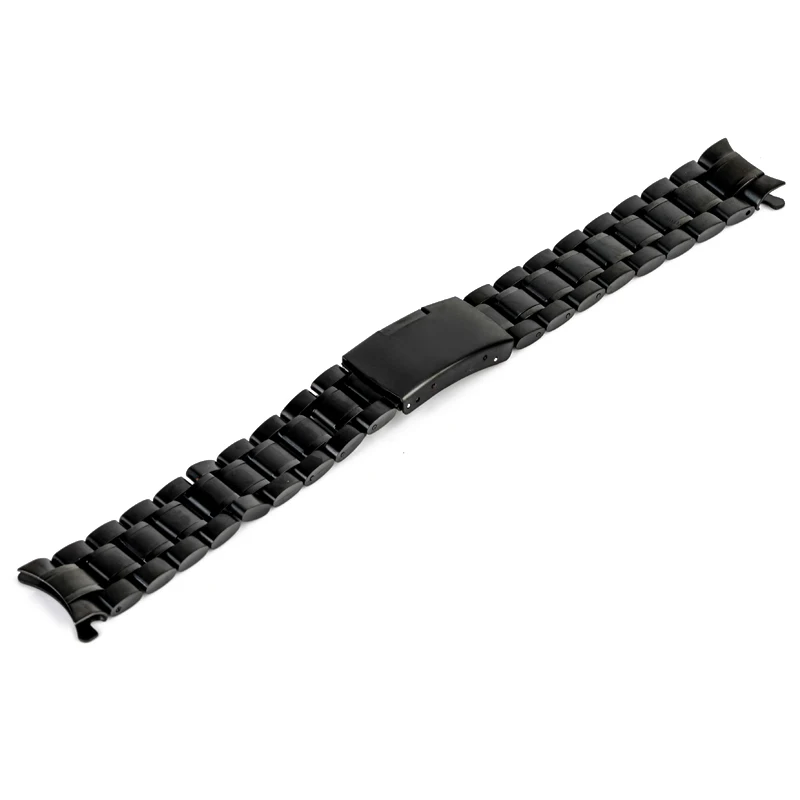 18/20/22/24mm Curved End Watch Band Unisex Stainless Steel Metal Wristwatch Strap Double Fold Deployment Clasp Bracelet 3 Colors