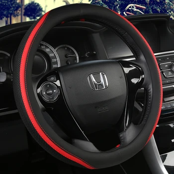 

KKYSYELVA PU Leather Universal Car Steering-wheel Cover 38CM Car-styling Sport Auto Steering Wheel Covers Anti-Slip
