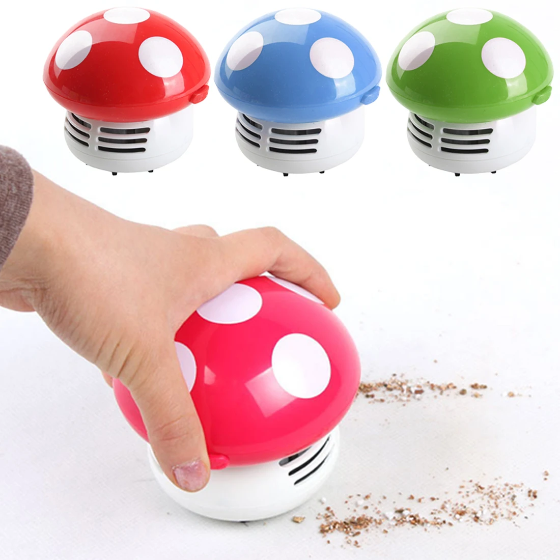 

1pc Functional Desktop Vacuum Cleaner Cartoon Mushroom Mini Dust Collector Household Computer Keyboard Clean Brushes
