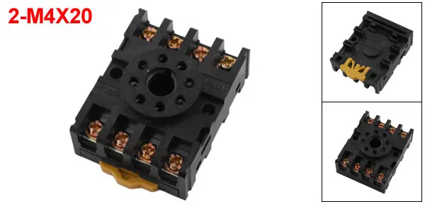 2-M4X20 8 Screw Terminals 35mm DIN Rail Mount Socket Base for Relay