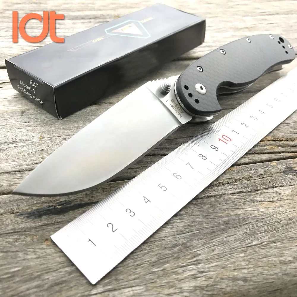 LDT RAT Model 1 Folding Knife 8Cr14Mov Blade Carbon Fiber Handle Hunting Camping Survival Knives Ut