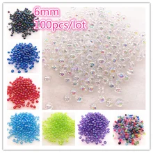Новинка 100 шт 6 мм AB Цвет Круглый акриловый свободный разделитель бисер бусины для самостоятельного изготовления ювелирных изделий браслет