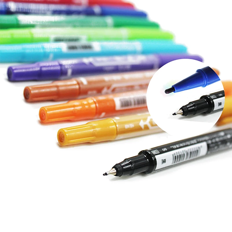 

Multicolour small double slider 12 marker pen hook line pen multicolour marker pen solventborne watercolor pens