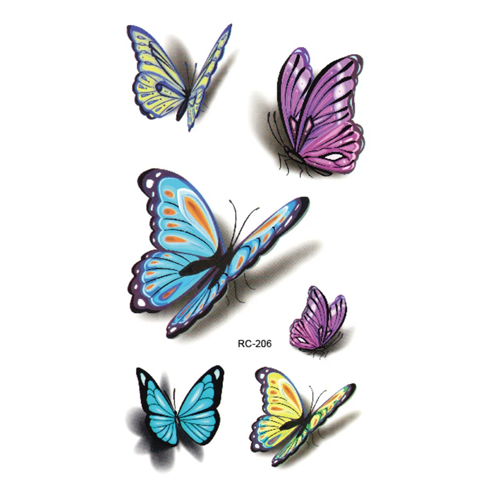 Красочные бабочки 3D Временные татуировки боди-арт флэш тату стикер s 1 шт Водонепроницаемый хна тату для селфи наклейки с поддельными