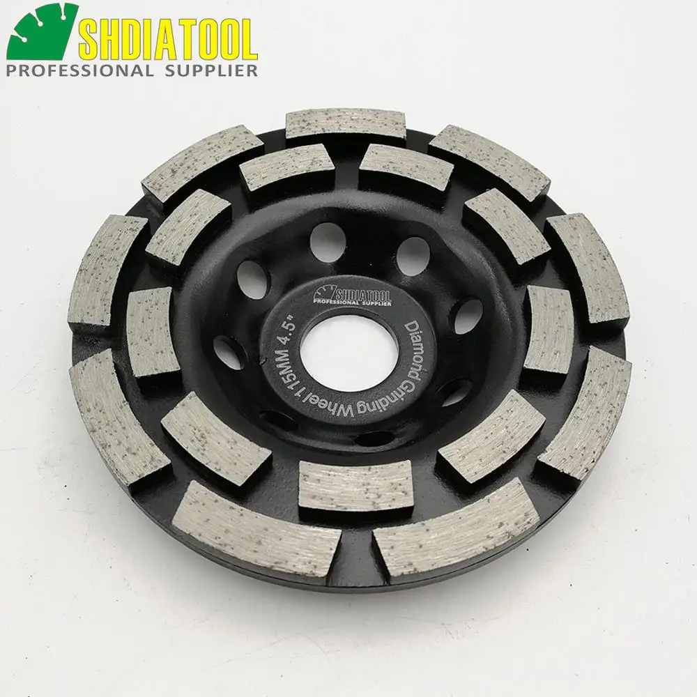 SHDIATOOL 2pcs Dia115mm Diamond Double Row Cup Wheel For Concrete & Masonry, 4.5inch Grinding Wheel, Bore 16mm