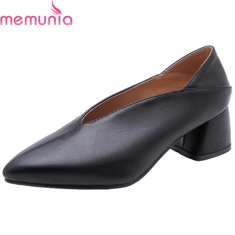 

MEMUNIA 2019 wholesale large size 48 women pumps solid colors pu pointed toe spring summer dress shoes woman office shoes
