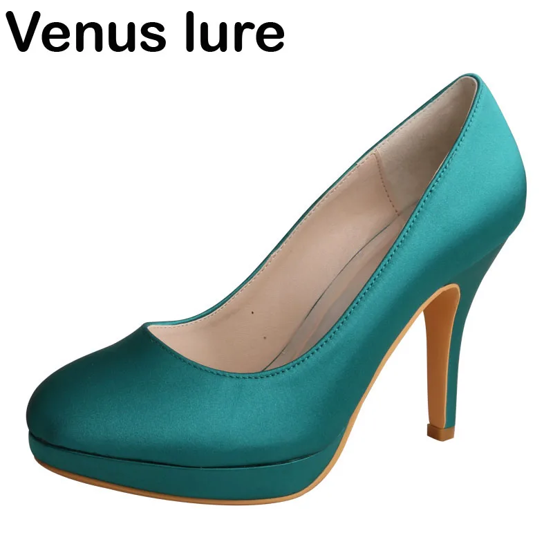 Custom High Heel Dress Shoe for Women Olive Green Satin Bridesmaid