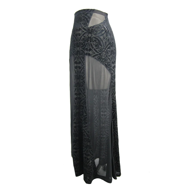 Vintage Falda Pegatinas Flor Fashion Para Uñas La Con Bodycon Larga Devil Las Negro Gothic Faldas Mujeres Moda Perspectiva Black Delgado Sexy aXBqET