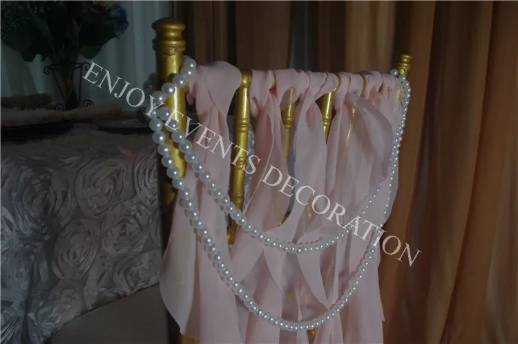 YHC#213-3 curly willow chair sash with pearls string