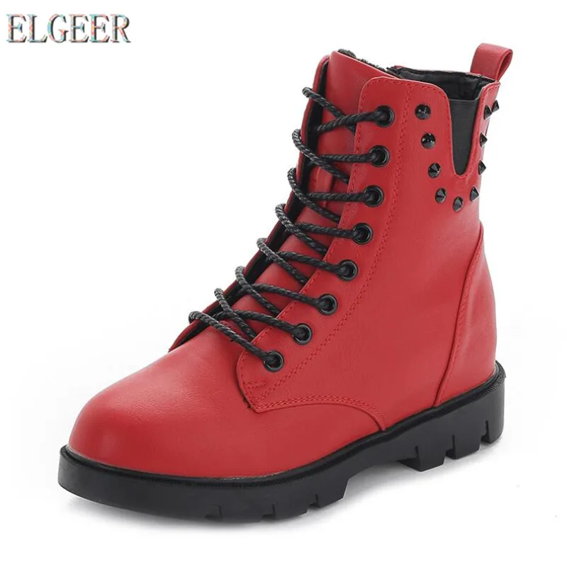 boots autumn and winter new plus velvet warm leather riding boots female British style boots