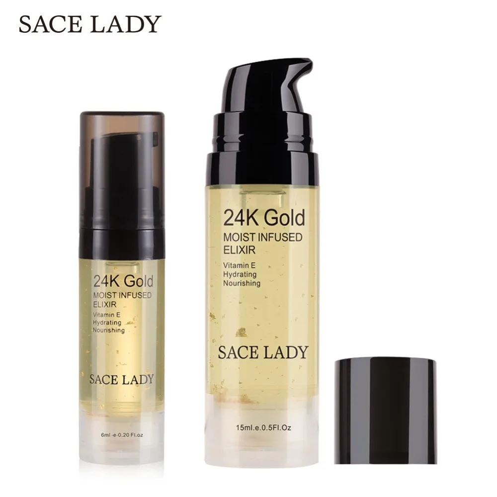 Sace Lady 24k золото эликсир масло для лица макияж Праймер 6 мл профессиональная