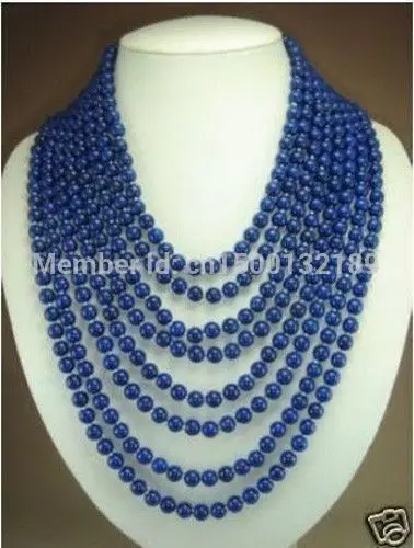 

j00363 8 Rows 6-7mm Lapis Lazuli Beads Women's Party Jewelry Necklace