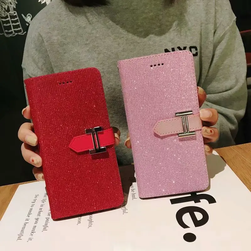 Для huawei Nova 4 чехол Роскошный Мерцающий розовый блестящий Флип кожаный для Honor 8X 8A 8C