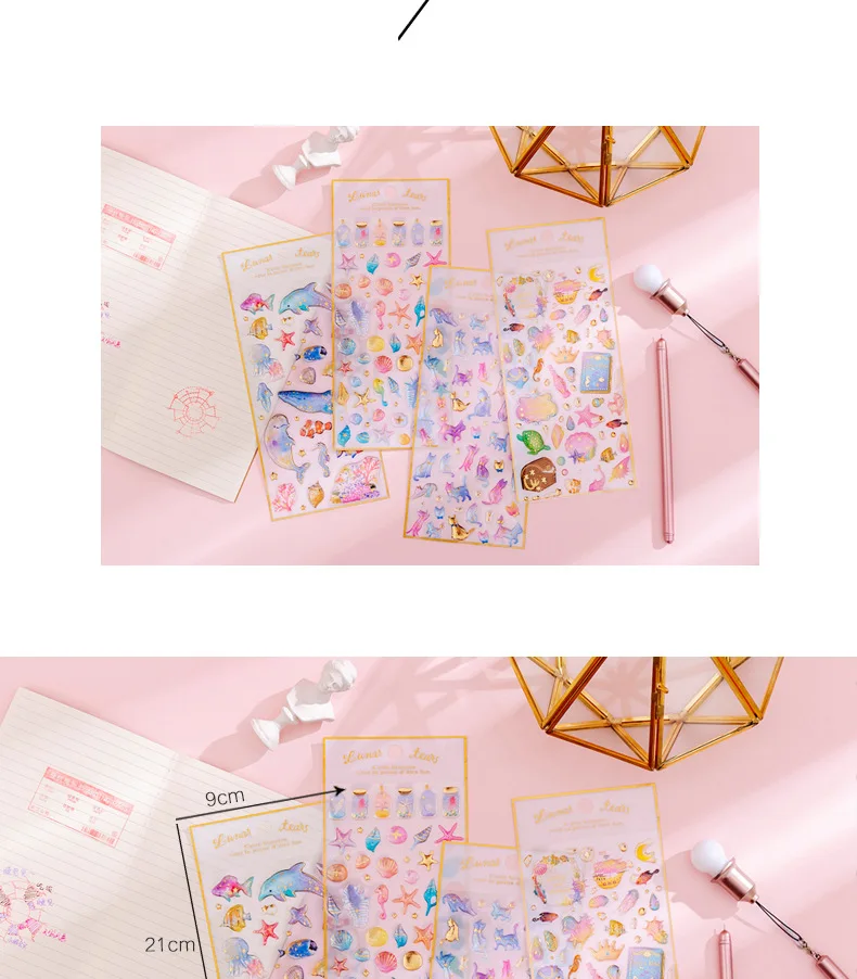 DIY Cute Magic Planet Crystal Epoxy Stickers Transparent 3D Diary Decoration Stickers