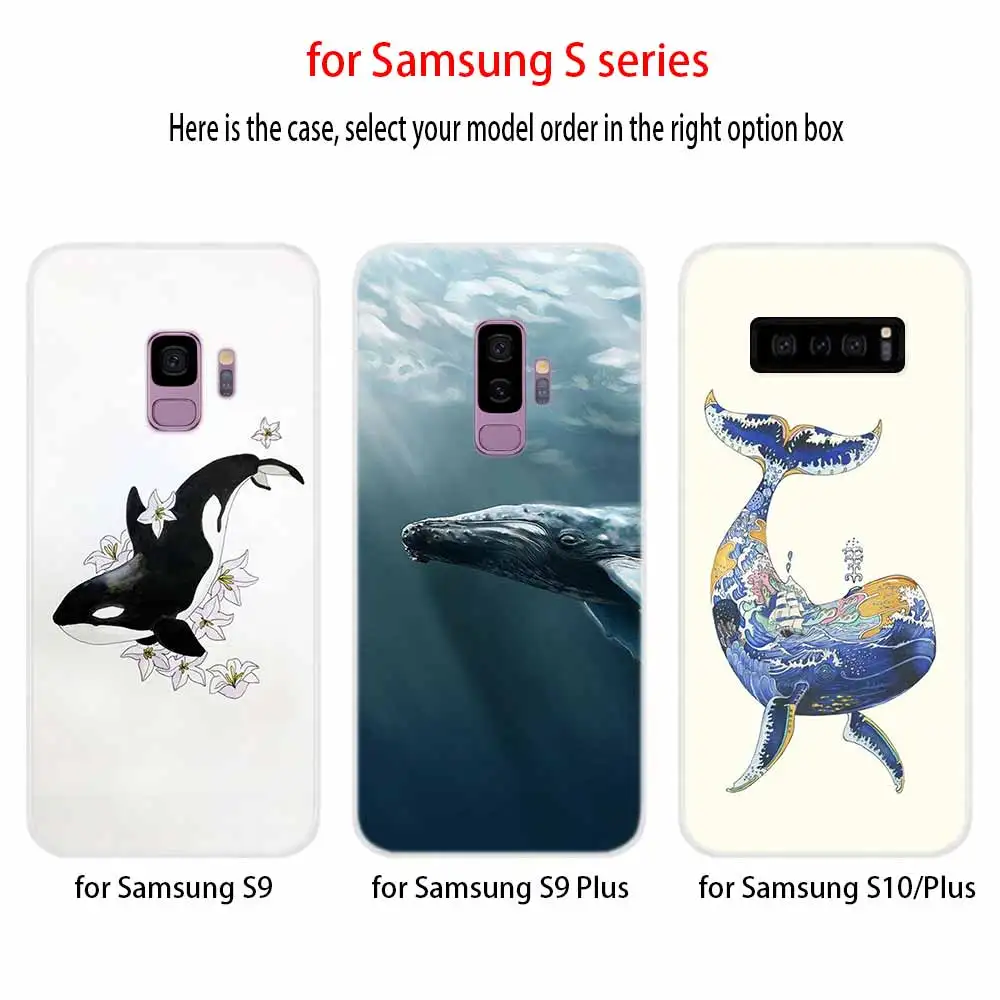 Чехол для телефона с акварельным рисунком Кита Samsung Galaxy S8 S9 S10 S20 S30 Plus Uitra Lite Cover S10E S7