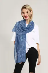 2018 г. модные новые для женщин звезда и в горошек Серебро Фольга шарфы с бахромой шали хлопок звезда глушитель широкий шарф хиджаб 10 цветов 10