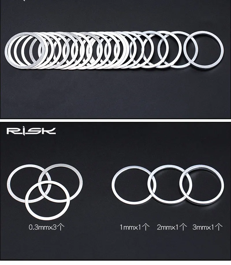 Риск 1 шт./лот 0,3/1/2/3 мм велосипедный вынос руля Вилочная шайба алюминиевый сплав регулировки велосипед шайба для рулевой колонки Пылезащитный чехол настройки Spacer гарнитуры разрыва