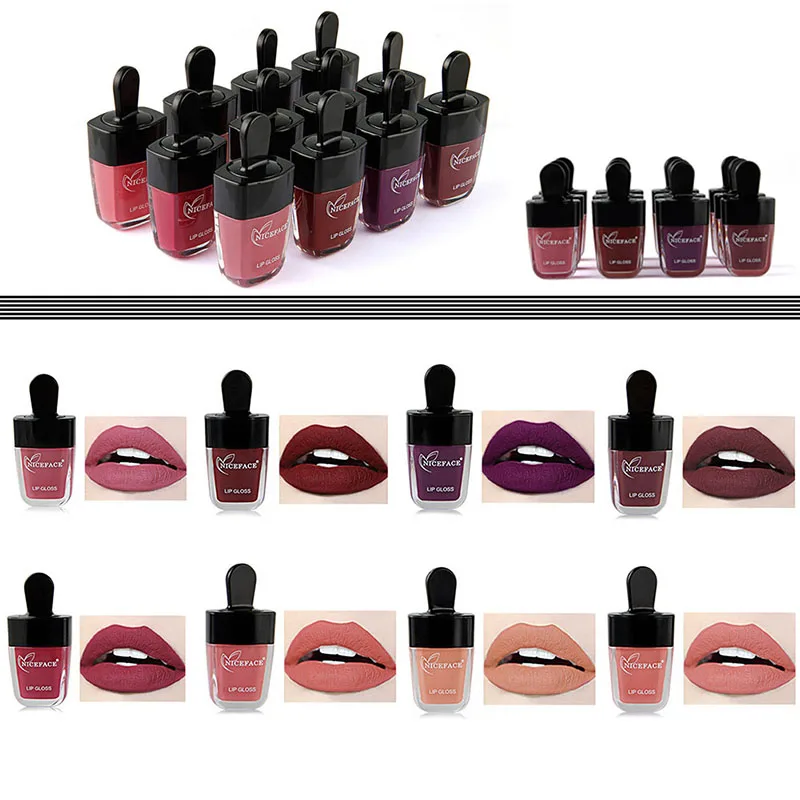 

Korean style ice cream liquid matte lipstick lasting Moisturizer lips waterproof Lip gloss makeup colorful flash