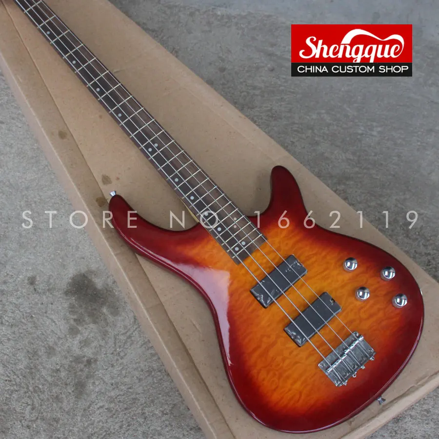 SHENGQUE free shipping in stock CORT 4 strings bass guitar qulite flamed top with rosewood fingerboard musical instruments shop SHENGQUE free shipping in stock CORT 4 strings bass guitar qulite flamed top with rosewood fingerboard musical instruments shop