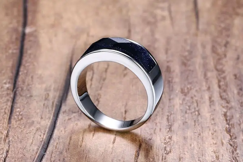 Meaeguet Silver Color Wedding Rings For Men Dark Blue Sand And Stones Male Ring Jewelry USA size (11)